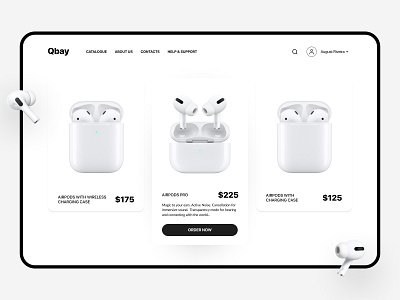 Product page e-commerce airpods apple design figma minimalistic ui web webdesign white