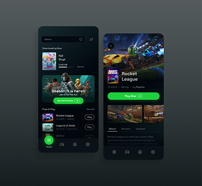 Game app UI app dailyui darkmode dota dota2 fall guys game ui uiux zelda