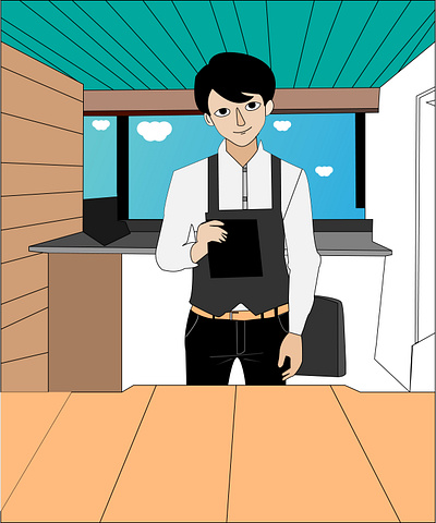 A Young Man Studying His Cabin 3d Animation Vector Design 3d art illustration