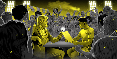 Signing Season 2d alexander wells celebrity digital drawing editorial folioart football graphic illustration monochrome news sport