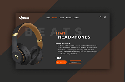Beats Headphone Web Design app beats branding design headphone headphone web design illustration logo ui uiux ux web