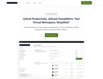 Virtual workspace - hero section design hero section landing page ui user interface ux virtual workspace workpsace