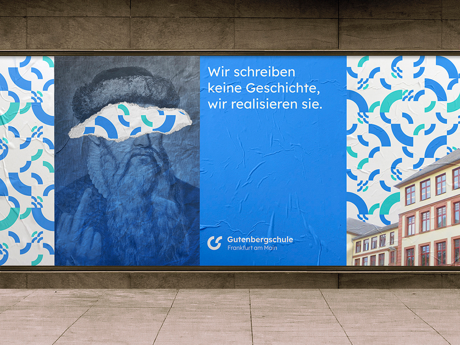 Gutenbergschule Frankfurt am Main blue branding education frankfurt german gutenberg johannes logo monogram pattern poster school subbranding teaching university
