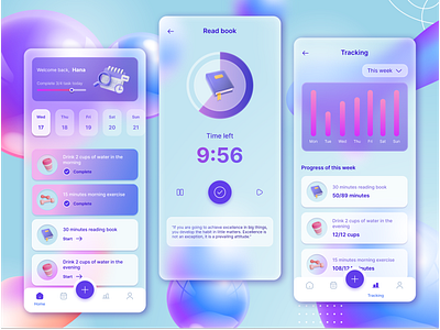 Habit Tracker App / Glassmorphism 3d 3d app 3d mobile app glassmorphism glassmorphism app glassmorphism style habit tracker habit tracker app productive app productivity app