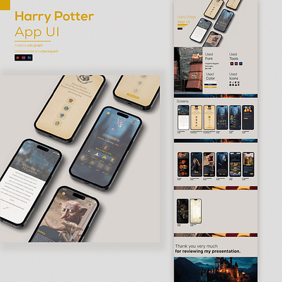 Harry Potter App UI Design 3d adobe xd app app ui branding design experience figma free graphic design harry potter illustration interface ios logo mobile app mockup template ui ux