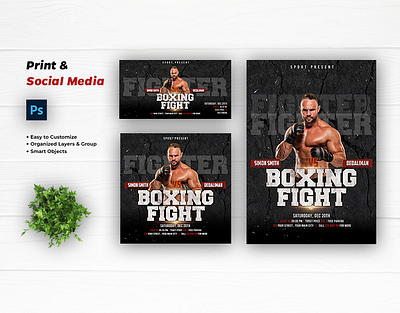 Social Media & Flyer Sports boxing cover facebook post flyer instagram post mma social media post sports