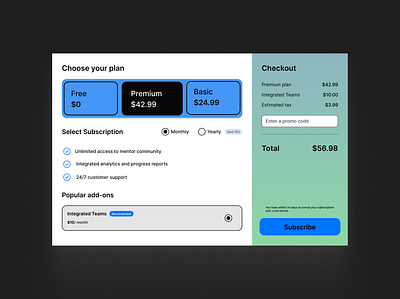 dailyUI_030 pricing checkout dailyui design desktop plans pricing subscribe ui