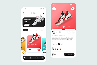 Shoe Store App - shoebar shop app app design athlete app ecommerce app jogging app jogging shoes marketplace mobile mobile app nike app shoe shoe app shoe shop shoe store shopping app sports app ui design