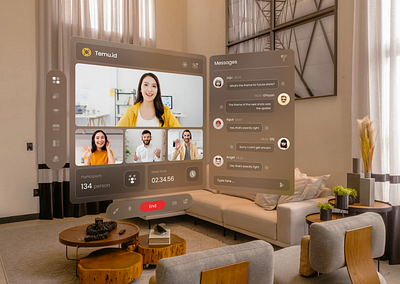 Temu.id - Spatial clean design dashboard homepage meet online meeting spatial ui ux vision pro