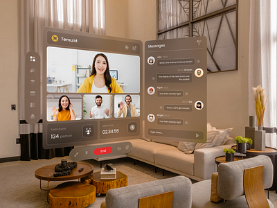Temu.id - Spatial clean design dashboard homepage meet online meeting spatial ui ux vision pro