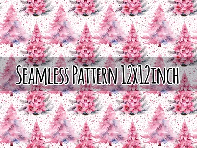 Pink Christmas Tree Seamless Pattern christmas design digital paper digital pattern graphic design halloween hand drawn illustration pattern pink pink christmas scrapbook paper seamless seamless pattern spooky sublimation sublimation png t shirt design textile design watercolor