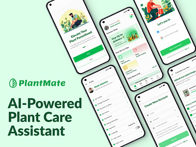 PlantMate - AI Powered Plant Care Mobile App 3d ai app ai application animation branding graphic design logo mobile app motion graphics prototype ui ui design ux design