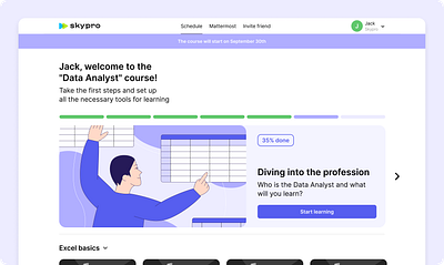 Course onboarding daily design edtech onboarding schedule study ui ux web