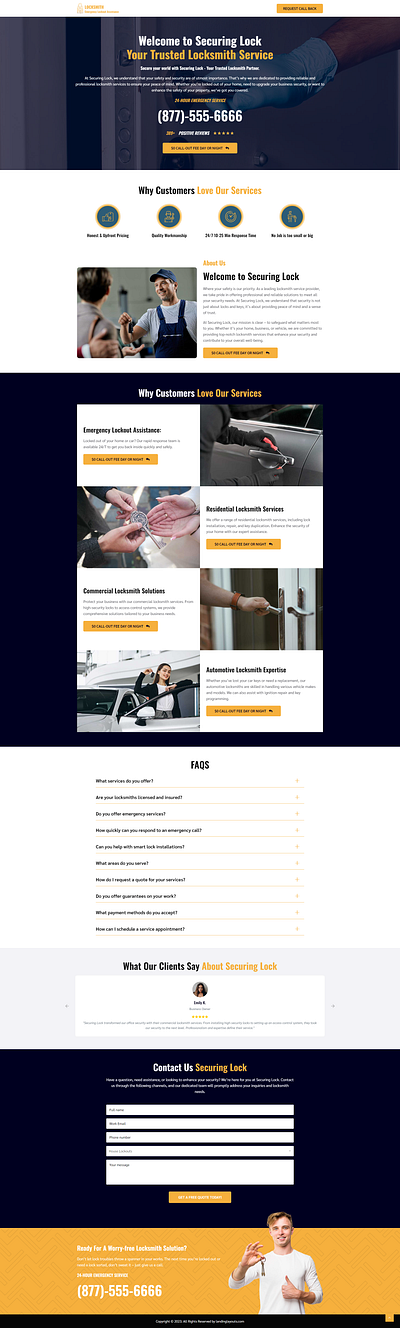 Best Locksmith Services Lead Generation Landing Page branding design landing page lead generation template wordpress