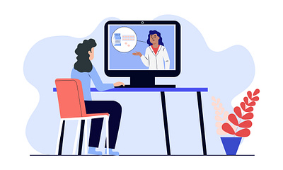 Vector illustration of online doctor and patient consultation call