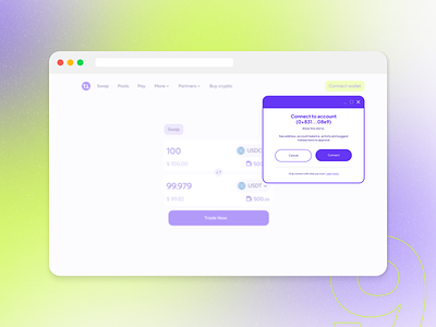 DailyUI #09 - Confirmation Popup confirmation popup crypto defi exchsnge product design purple spacing swap tetradic colours tokens ui web3