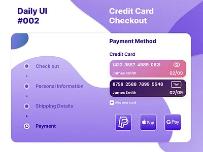 Daily UI #002 checkout credit card dailyui design figma ui uiux ux uxd