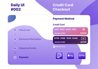 Daily UI #002 checkout credit card dailyui design figma ui uiux ux uxd
