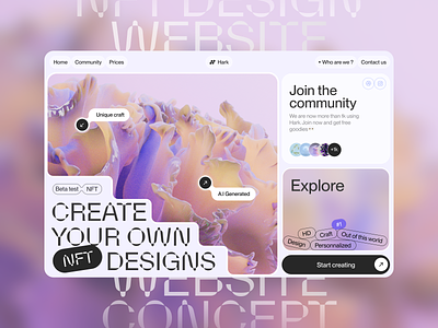 NFT Design Website 🌸 3d agency bento blender branding community design grid layout nature nft product design satisfying typography ui ui ux ux visual design web web design
