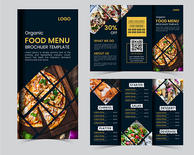 Organic Food Menu Brochure bg vect brochure design brochure template byzed ahmed food menu food menu brochure graphic design menu design menu project organic food menu