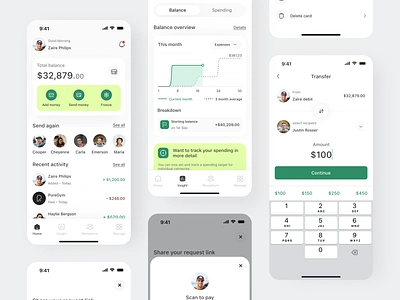 Simple Banking iOS App app chart clean design fireart ios light mobile ui ux