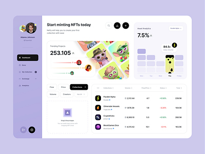 NFT Dashboard dashboard design drag drop interface nft product design ui ux