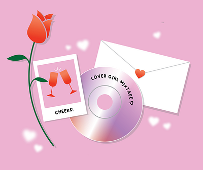 Galentine's Illustration cheers galentine gradient invitation love mixtape pink rose valentine y2k