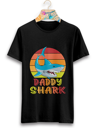 Daddy Shark T-shirt Design best dad daddy design father fathers day new shark tshirt typography typography t shirt design vintage