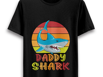 Daddy Shark T-shirt Design best dad daddy design father fathers day new shark tshirt typography typography t shirt design vintage