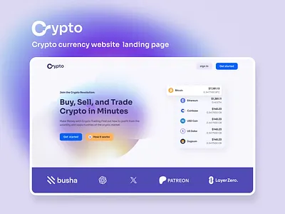 Crypto Currency Web Landing Page Desing Concept colorful creative crypto crypto currency crypto wallet crypto website currency glass graphic design landing page trading uiux wallet