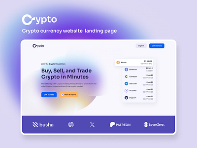 Crypto Currency Web Landing Page Desing Concept colorful creative crypto crypto currency crypto wallet crypto website currency glass graphic design landing page trading uiux wallet