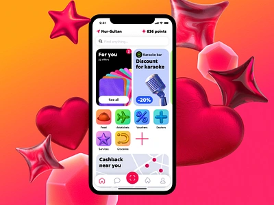 Choco Superapp Main Screen Design 3d app candy heart identity illustration logo mainpage super superapp ui