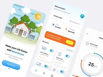 Smarthome App Design 📱 🏡 app clean design app digital home home interaction design smarthome ui user experience user interface ux