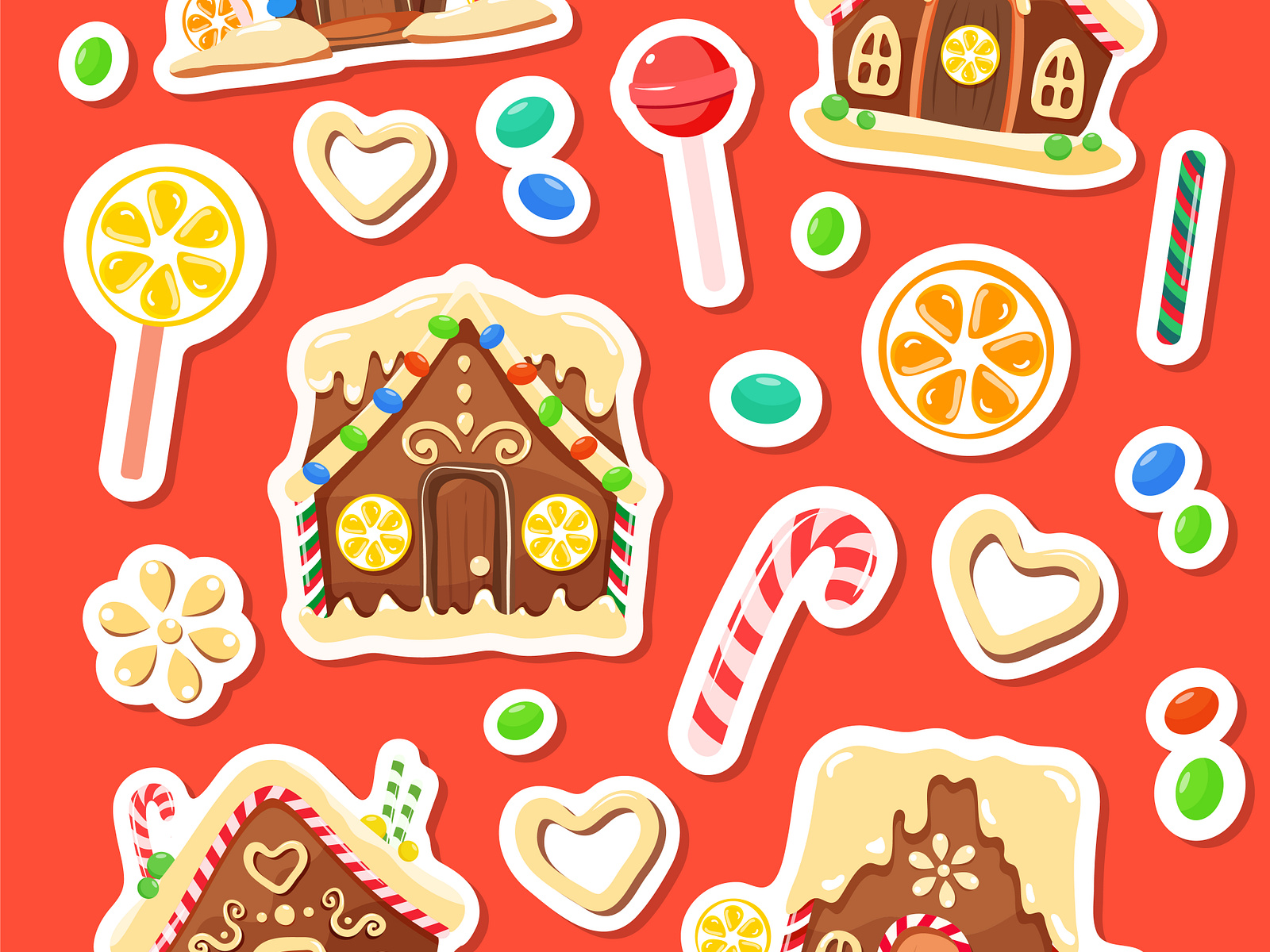 Gingerbread houses sticker set by Natalia Korsh on Dribbble