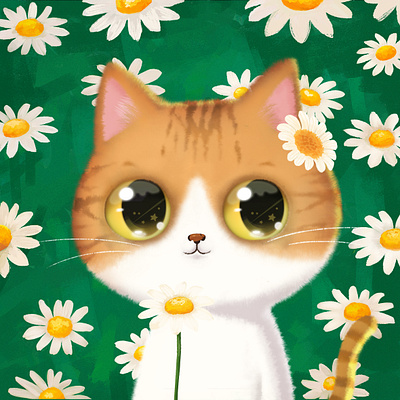 #cat palette 008🎨 daisy cat🐱🌼 cat catlover cheese cute daisy drawing flower illustration ipad kitty