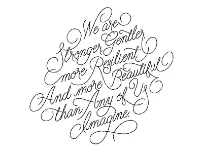 Words of Strength black and white cursive flourish hand lettering lettering letters quote script type typography
