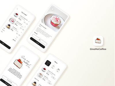 GiveMeCoffee - App design for Cafe app design app development cafe app design food delivery ionic ionic framework light design logo mobile design ui
