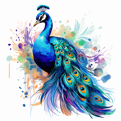 Colorfull Peacock animal design peacock watercolor
