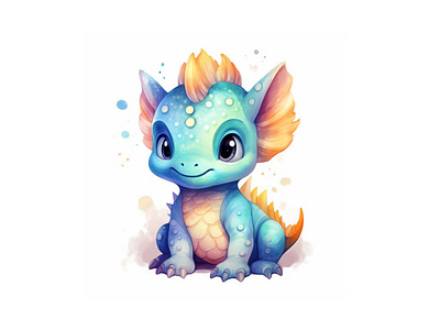 Cute Baby Dragon adorable animal cute design dragon illustration kawaii logo watercolor