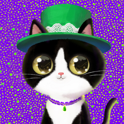 #cat palette 010🎨 magician cat✨ animal cateye catillust catmom collectibles cute cutecat drawing greenhat kitty magic purrfect wizard