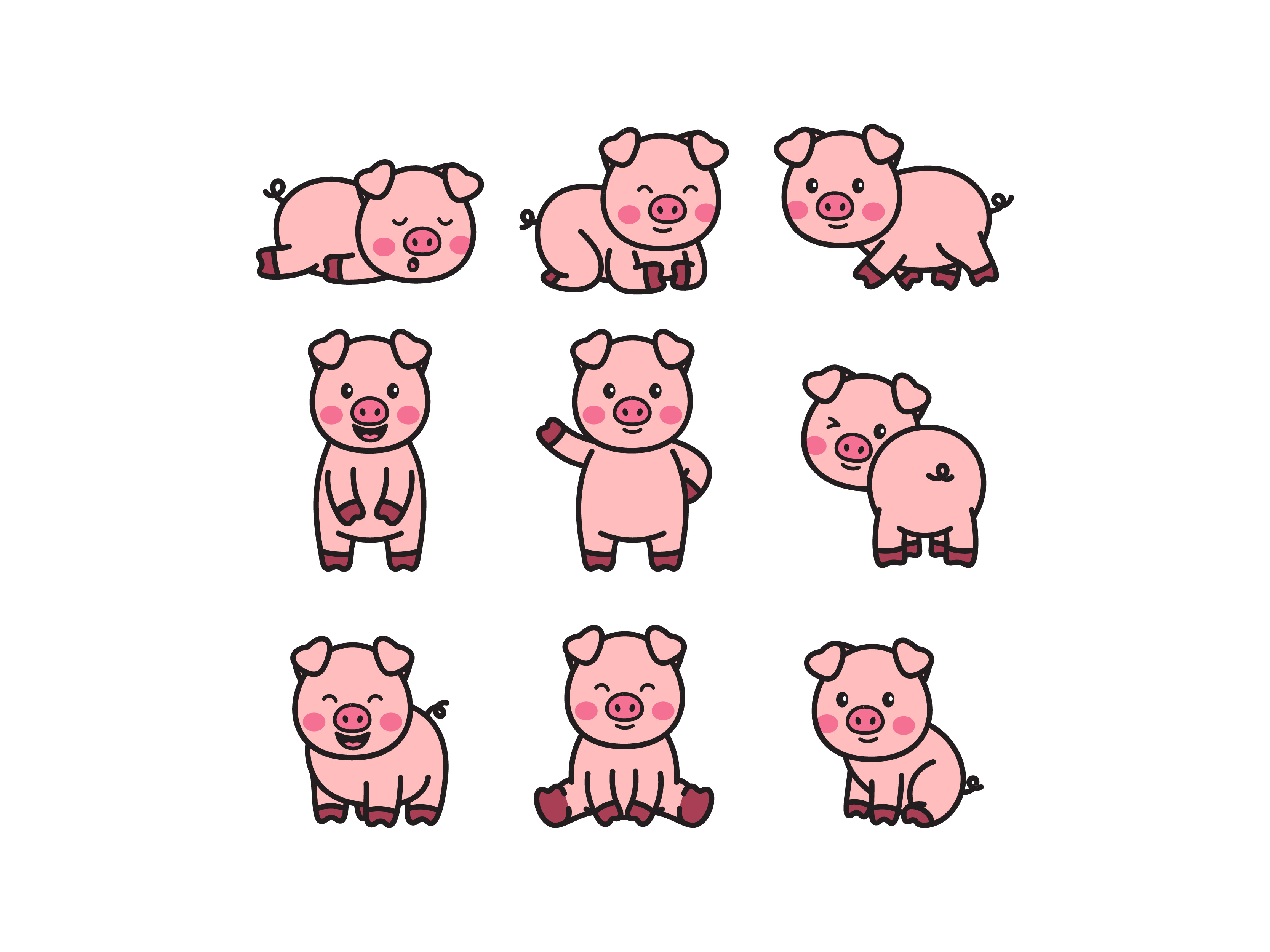 Cute Pig Doodle babypig cute cutepig doodle icon illustration logo pig vector