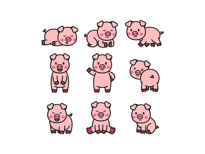 Cute Pig Doodle babypig cute cutepig doodle icon illustration logo pig vector