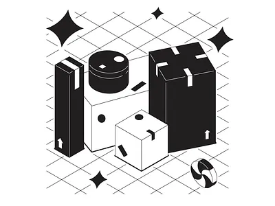 "Inventory optimization" illustration case study commercial design digital illustration kapustin optimization outline picking sorting vector