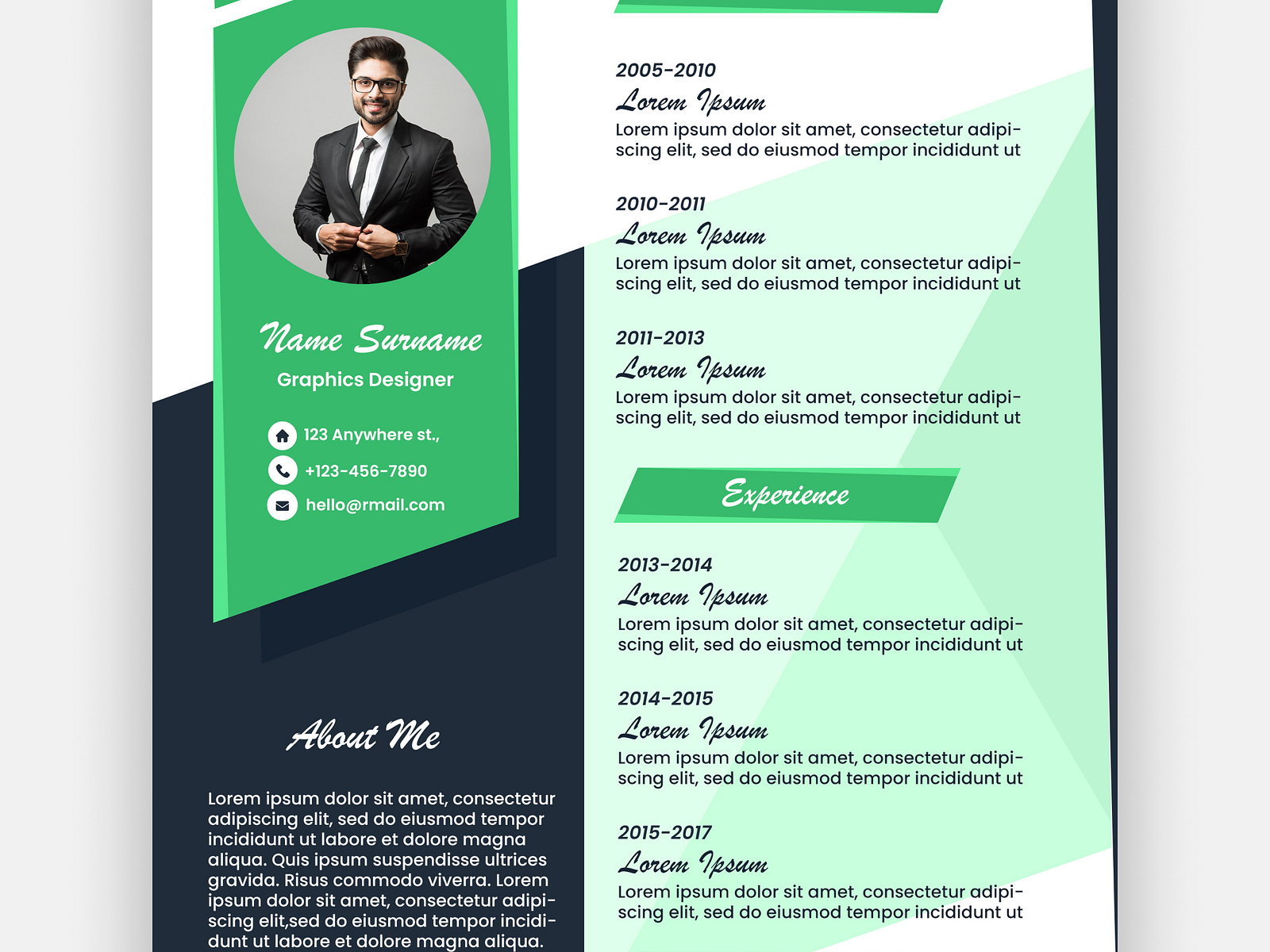 Template Curriculum Vitae Graphic Design by shingala priya on Dribbble