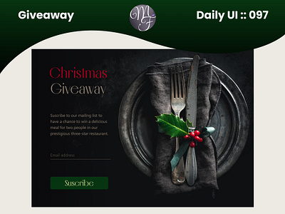 Giveaway Daily UI 097 black branding christmas cutlery daily ui design email food giveaway graphic design illustration plate restaurant suscribe ux vector