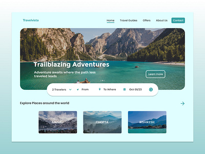 Travel landing page ui ux webdesign