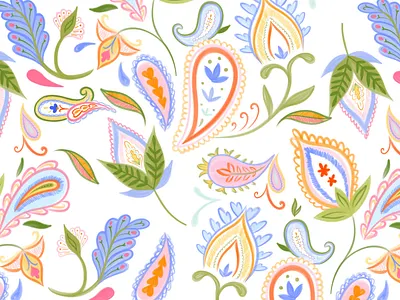 Paisley design drawing graphic design illustration paisley pattern procreate seamless