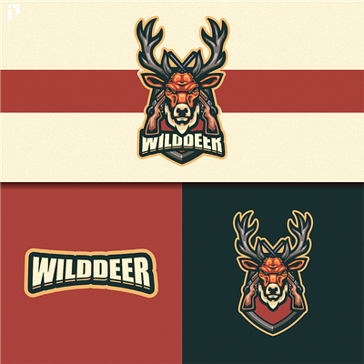 Wild Deer Mascot Logo Design deer graphic design hunter logo vector wilddeer