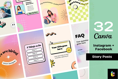 32 Instagram Story Templates Canva canva facebook canva instagram canva story canva template facebook story bundle instagram story bundle retro style social media social media canva social media mockups