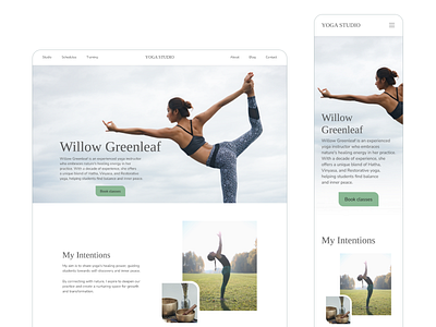 Yoga Studio website Homepage aesthetic app clean concept design desktop figma green homepage landing leaves meditation minimal nature ui ux webdesign website yoga zen